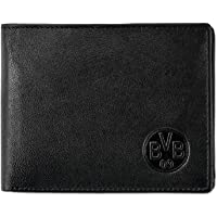 Borussia Dortmund Cartera de cuero- Unisex- Negro-Amarillo